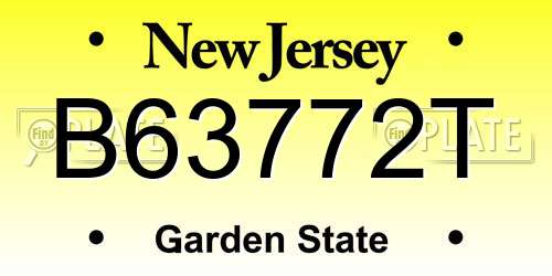 B63772T New Jersey License Plate
