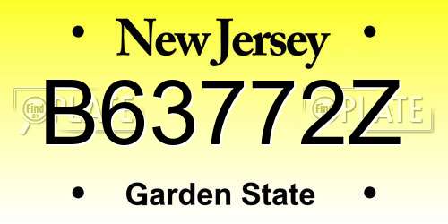 B63772Z New Jersey License Plate