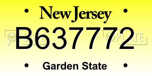 B637772 New Jersey License Plate