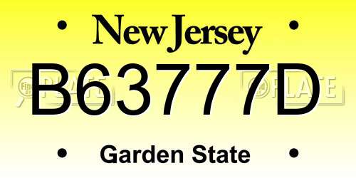 B63777D New Jersey License Plate