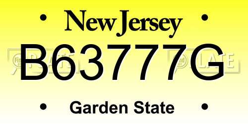 B63777G New Jersey License Plate