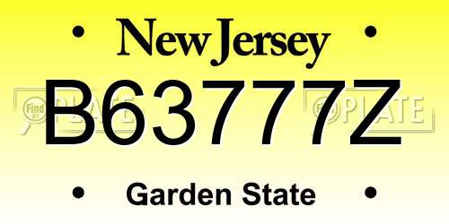 B63777Z New Jersey License Plate