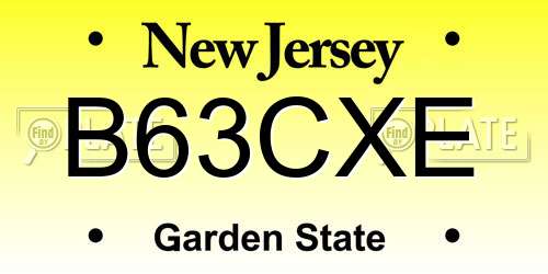 B63CXE New Jersey License Plate