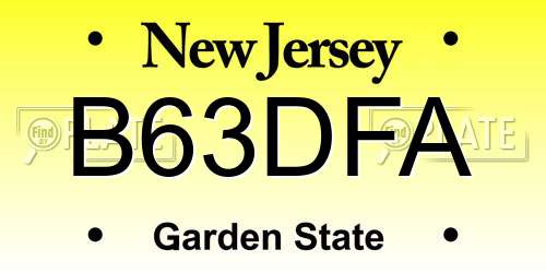 B63DFA New Jersey License Plate