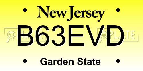 B63EVD New Jersey License Plate