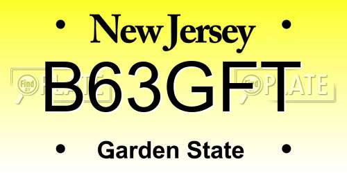B63GFT New Jersey License Plate