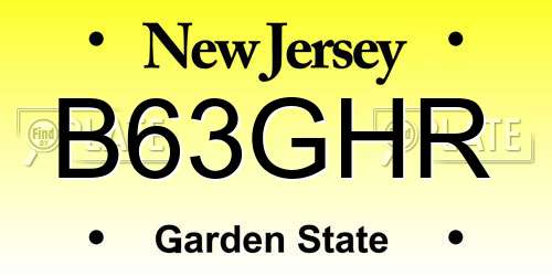 B63GHR New Jersey License Plate