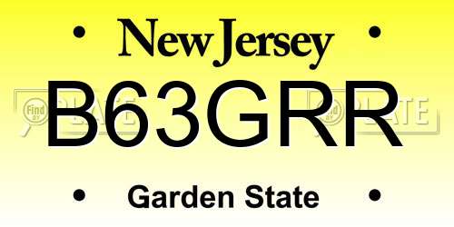 B63GRR New Jersey License Plate