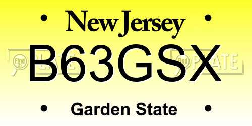 B63GSX New Jersey License Plate