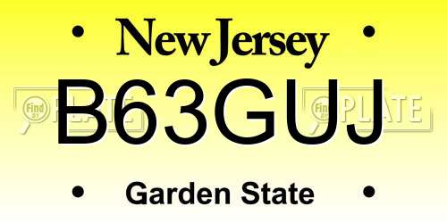 B63GUJ New Jersey License Plate