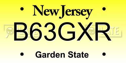 B63GXR New Jersey License Plate