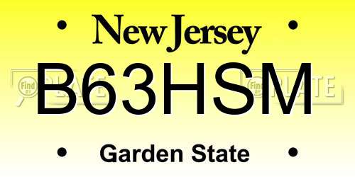 B63HSM New Jersey License Plate
