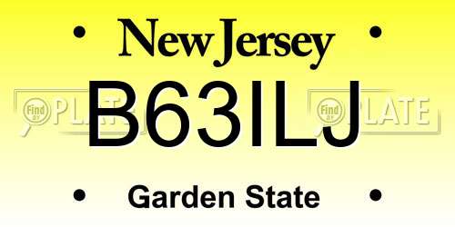 B63ILJ New Jersey License Plate