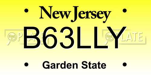 B63LLY New Jersey License Plate