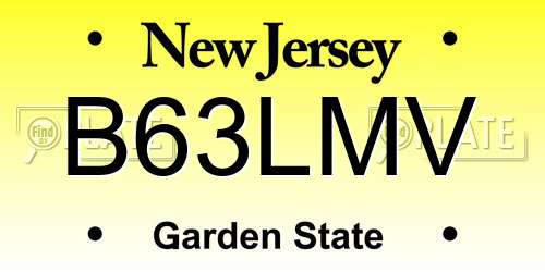 B63LMV New Jersey License Plate