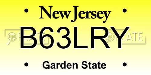 B63LRY New Jersey License Plate