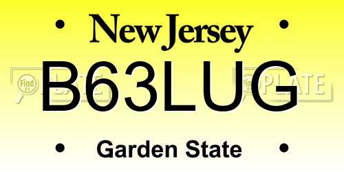 B63LUG New Jersey License Plate