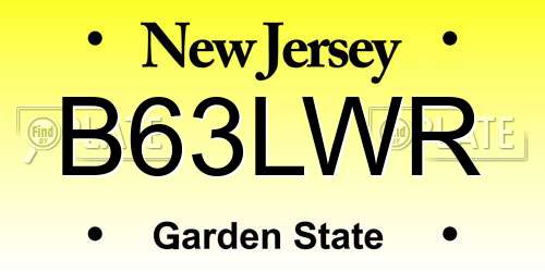 B63LWR New Jersey License Plate