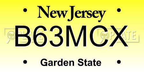 B63MCX New Jersey License Plate