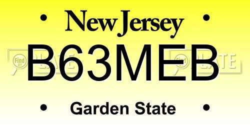 B63MEB New Jersey License Plate