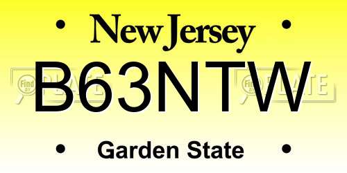 B63NTW New Jersey License Plate