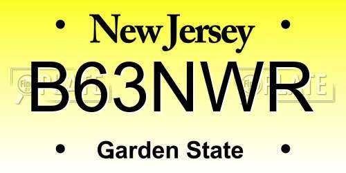 B63NWR New Jersey License Plate