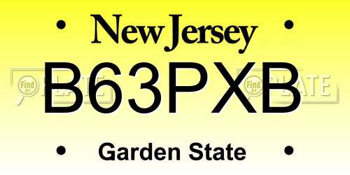 B63PXB New Jersey License Plate