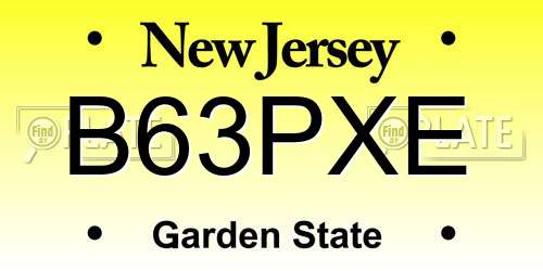 B63PXE New Jersey License Plate