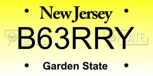 B63RRY New Jersey License Plate