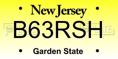 B63RSH New Jersey License Plate