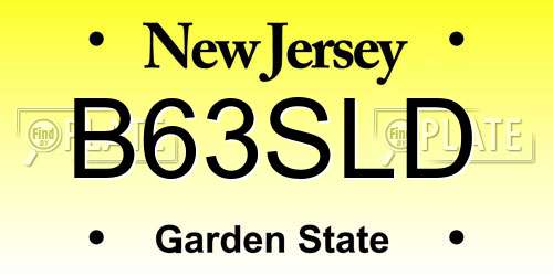 B63SLD New Jersey License Plate