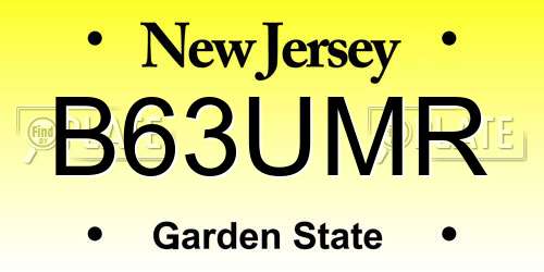 B63UMR New Jersey License Plate