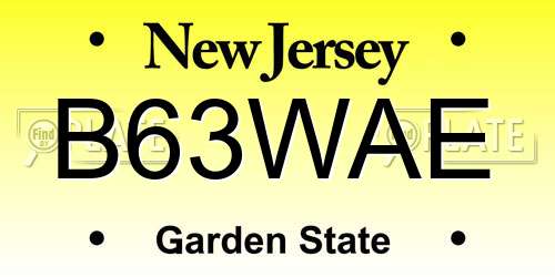 B63WAE New Jersey License Plate