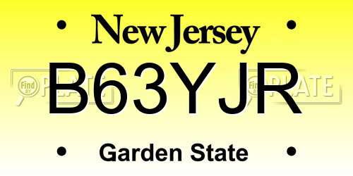 B63YJR New Jersey License Plate