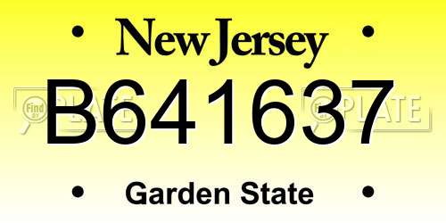B641637 New Jersey License Plate