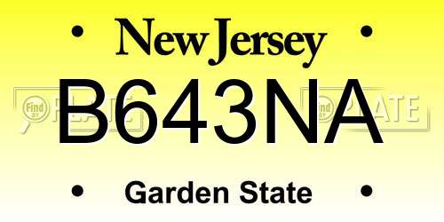 B643NA New Jersey License Plate