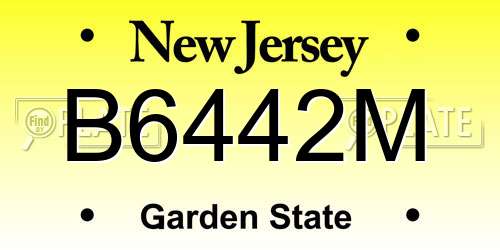 B6442M New Jersey License Plate