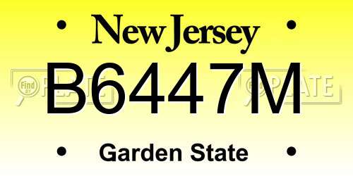 B6447M New Jersey License Plate