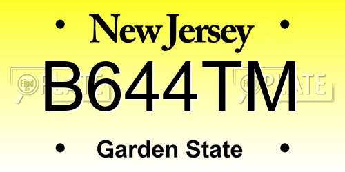 B644TM New Jersey License Plate