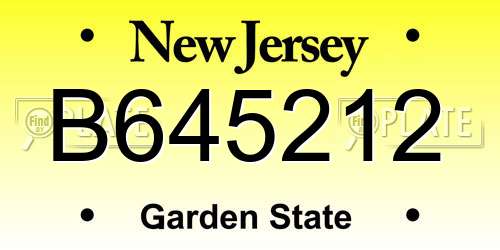 B645212 New Jersey License Plate