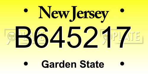 B645217 New Jersey License Plate