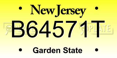 B64571T New Jersey License Plate