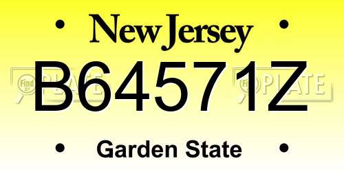 B64571Z New Jersey License Plate