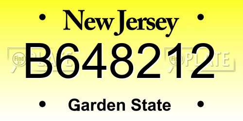 B648212 New Jersey License Plate