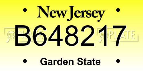 B648217 New Jersey License Plate