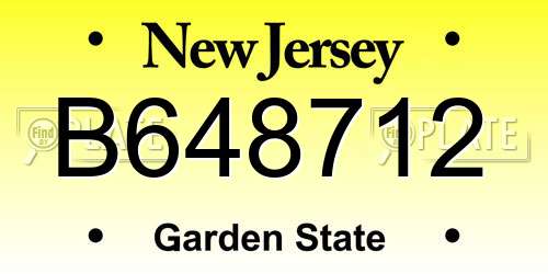 B648712 New Jersey License Plate
