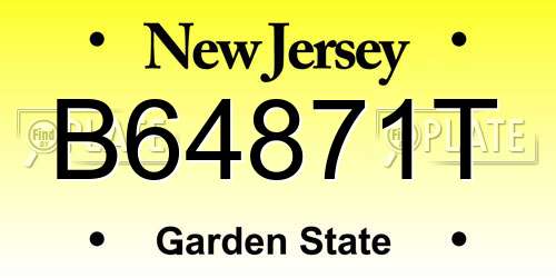 B64871T New Jersey License Plate