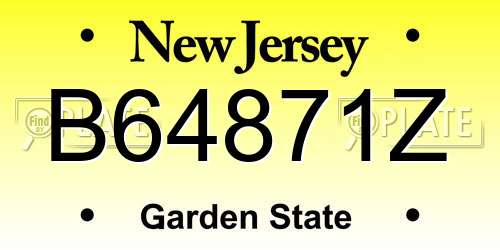 B64871Z New Jersey License Plate