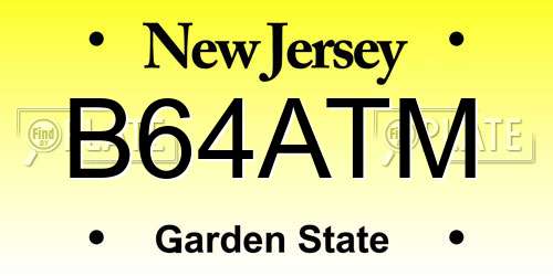 B64ATM New Jersey License Plate
