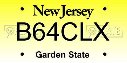 B64CLX New Jersey License Plate